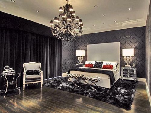 Черная спальня: глянцевая мебель, цветовой дизайн и фото, тона для стен и кровати, стили интерьера, мягкий гарнитур