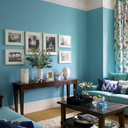 Интерьер гостиной в синем цвете