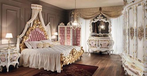 Интерьер спальни в стиле барокко