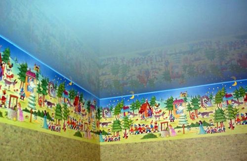 Натяжной потолок в детской комнате, фото и видео инструкции