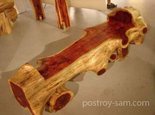 Необычные дачные деревянные скамейки