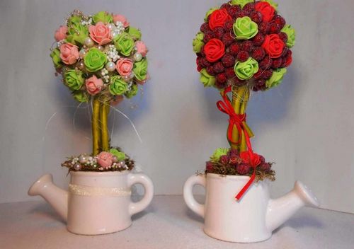Топиарий из фетра: своими руками мастер-класс, фото цветов, как сделать пошагово, розы, МК из лент и органзы, сизаля флористического, видео