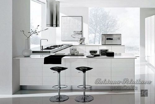 Элегантная белая кухня в интерьере