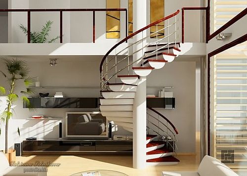 Лестницы на второй этаж в частном доме - деревянные, винтовые, компактные, поворотные, поворотные, сварные, выдвижные, в эркере, из бревна, кованные, дизайн и оформление для коттеджей  фото