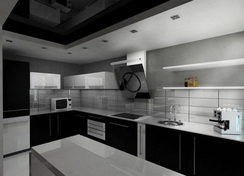 Черный потолок в ванной, кухне, спальне - варианты использования, фото