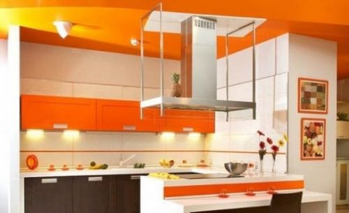 Оранжевый натяжной потолок - особенности и тонкости использования
