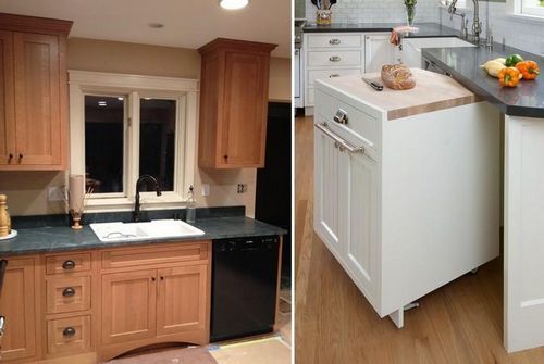 Стол тумбы для кухни: фото напольной и узкой тумбы, полки, с ящиками для маленькой кухни, видео