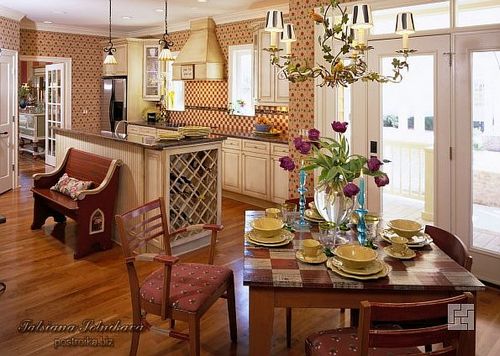 Кухня в стиле кантри - фото интерьера, идеи дизайна для дома и дачи, как оформить в деревенском стиле, цветовые сочетания   фото