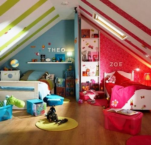 Обои в детскую комнату для разнополых детей: фото, особенности оформления и зонирования