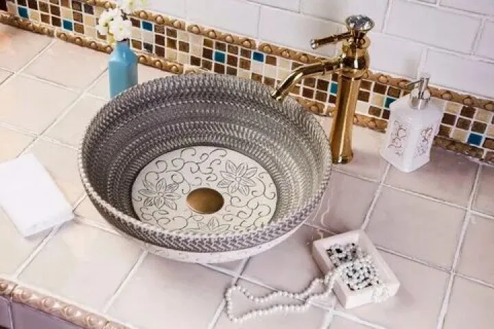 Дизайн стильной фарфоровой раковины для ванной комнаты