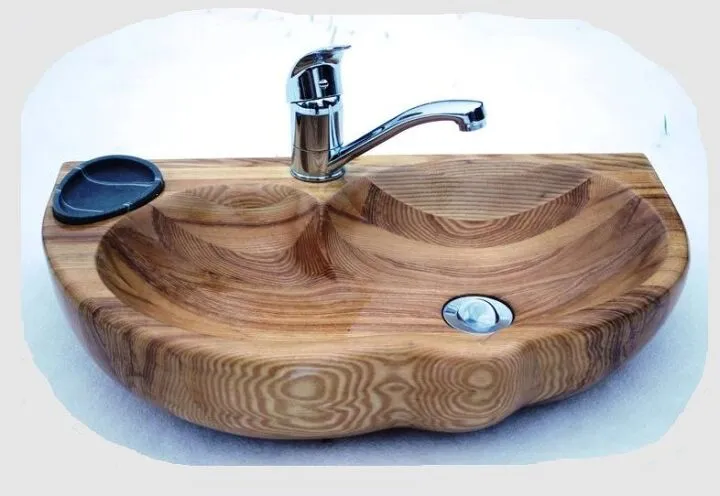 Дизайн деревянной раковины для ванной
