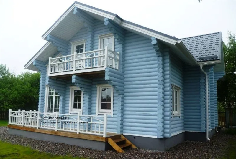 Голубой дом из бруса