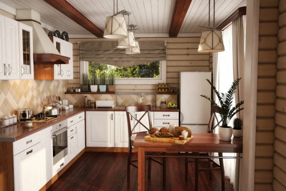 Кухни в деревянном доме из бруса