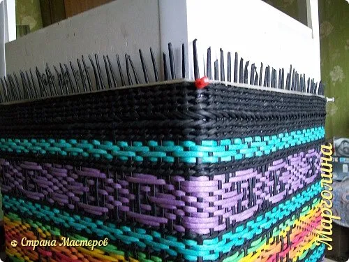 korob короб ситцевое плетение цветной плетение из газетных трубочек