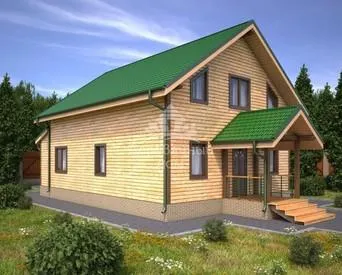 Проект каркасного дома 9х11 "Байкал" с террасой и мансардой: фото проекта и цены.
