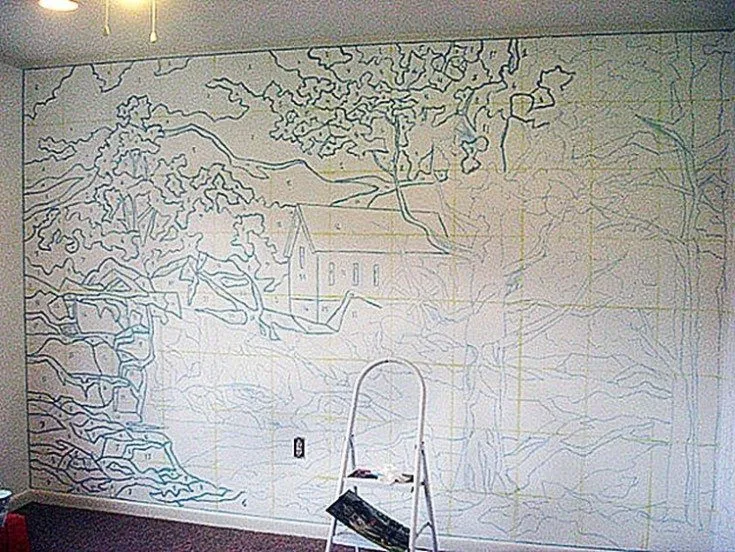 (+54 фото) Рисунки на стене в квартире своими руками