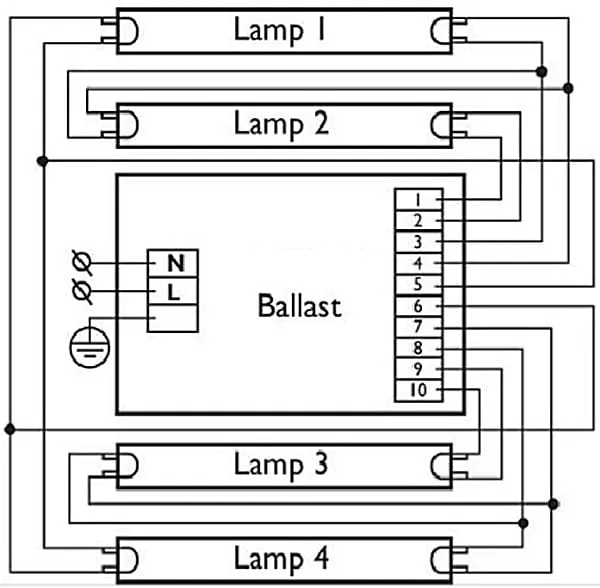 Схема подключения балласта