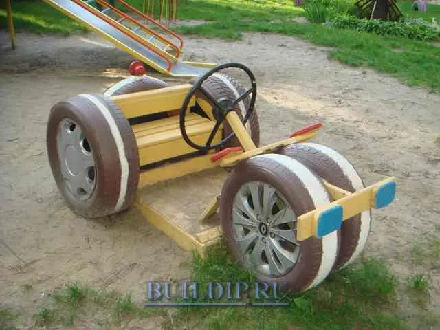 Идеи использования старых шин на детской площадке - 2.