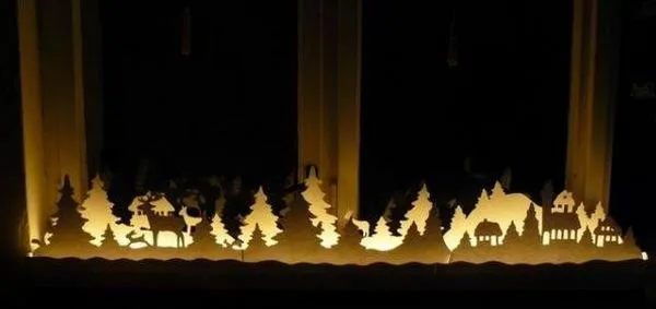 Подсветка новогоднего декора из бумаги